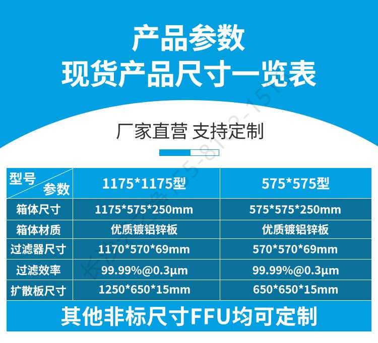 長(zhǎng)沙天之凈FFU空氣凈化器-規(guī)格尺寸表